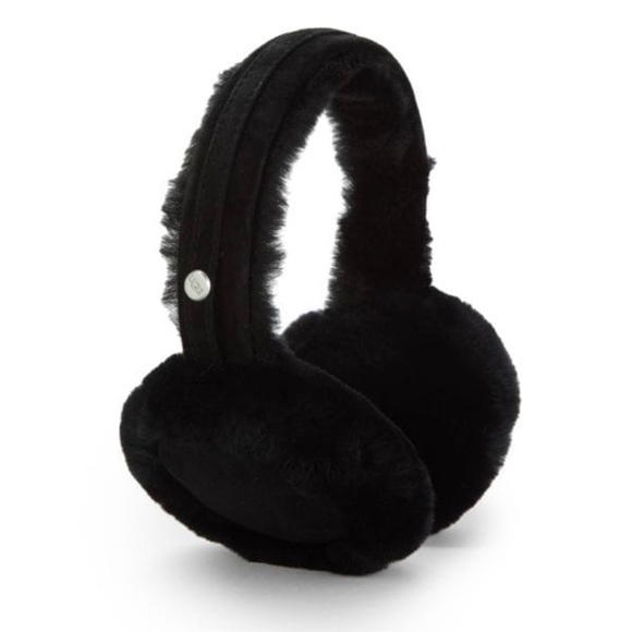 UGG Black Earmuffs with Plush Fur and Cozy Design - Picture 1 of 5